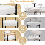 Boucle Dining Chair Living Room Chair with Thickened Plush Seat Cushion and Sleek Metal Frame