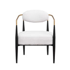 Boucle Dining Chair Living Room Chair with Thickened Plush Seat Cushion and Sleek Metal Frame