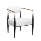 Boucle Dining Chair Living Room Chair with Thickened Plush Seat Cushion and Sleek Metal Frame
