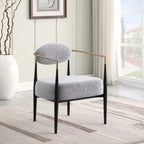 Boucle Dining Chair Living Room Chair with Thickened Plush Seat Cushion and Sleek Metal Frame
