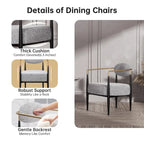 Boucle Dining Chair Living Room Chair with Thickened Plush Seat Cushion and Sleek Metal Frame