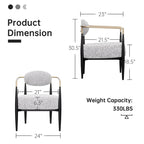Boucle Dining Chair Living Room Chair with Thickened Plush Seat Cushion and Sleek Metal Frame