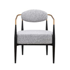 Boucle Dining Chair Living Room Chair with Thickened Plush Seat Cushion and Sleek Metal Frame