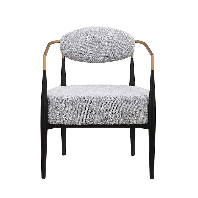 Boucle Dining Chair Living Room Chair with Thickened Plush Seat Cushion and Sleek Metal Frame