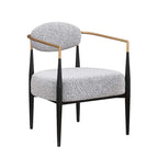 Boucle Dining Chair Living Room Chair with Thickened Plush Seat Cushion and Sleek Metal Frame
