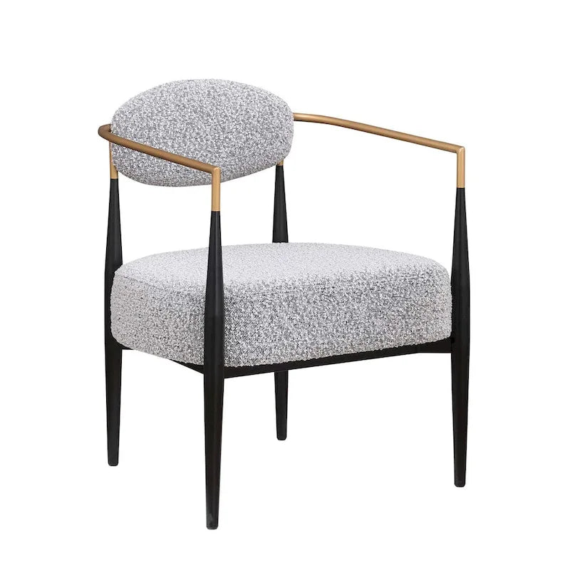 Boucle Dining Chair Living Room Chair with Thickened Plush Seat Cushion and Sleek Metal Frame