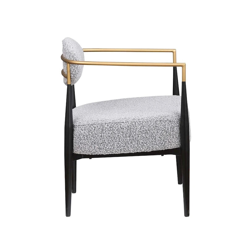 Boucle Dining Chair Living Room Chair with Thickened Plush Seat Cushion and Sleek Metal Frame