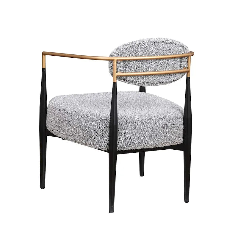 Boucle Dining Chair Living Room Chair with Thickened Plush Seat Cushion and Sleek Metal Frame