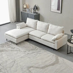L-Shaped Linen Sectional Sofa with Chaise