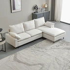 L-Shaped Linen Sectional Sofa with Chaise