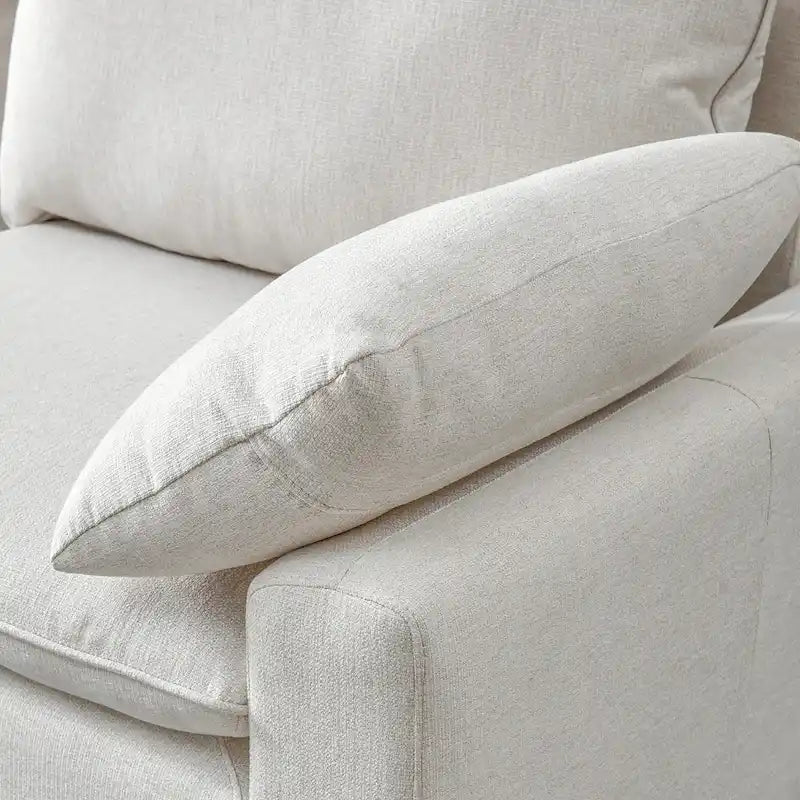 L-Shaped Linen Sectional Sofa with Chaise