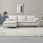 L-Shaped Linen Sectional Sofa with Chaise