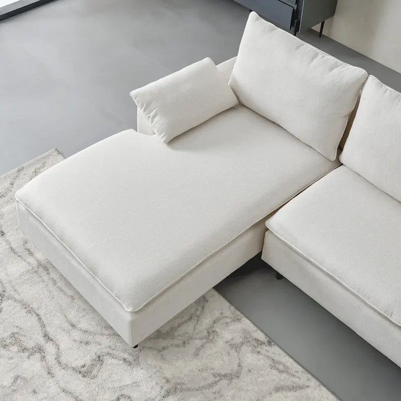 L-Shaped Linen Sectional Sofa with Chaise