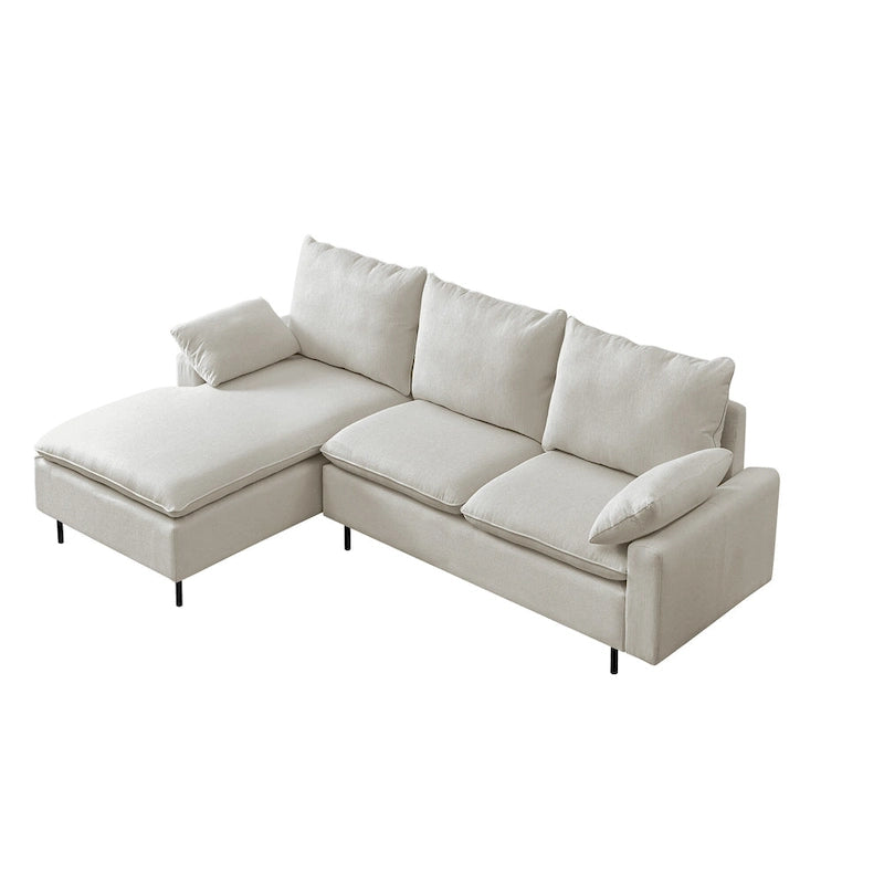 L-Shaped Linen Sectional Sofa with Chaise