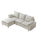 L-Shaped Linen Sectional Sofa with Chaise