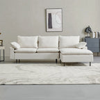 L-Shaped Linen Sectional Sofa with Chaise