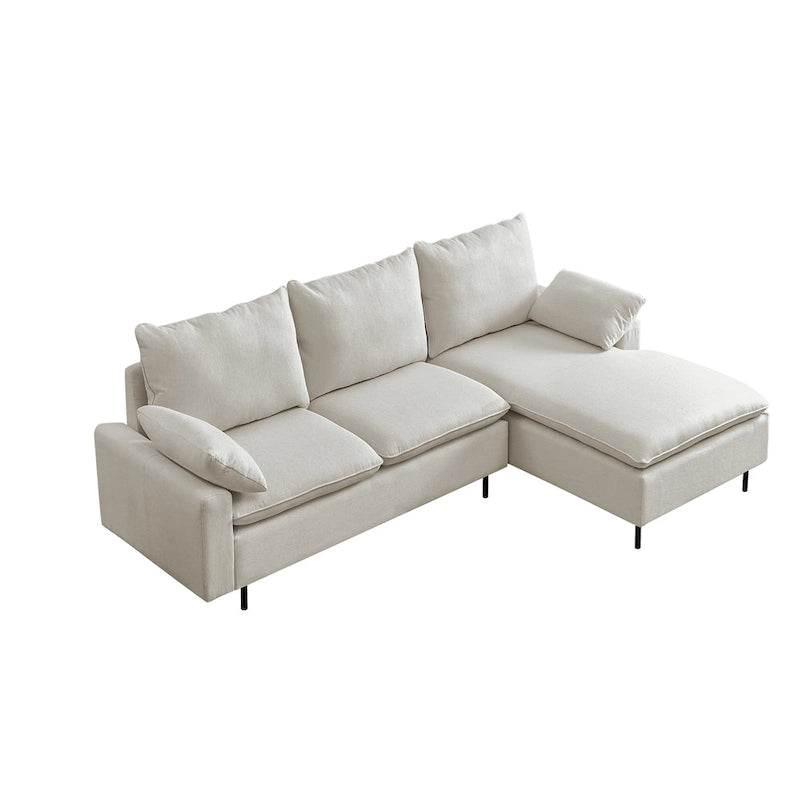 L-Shaped Linen Sectional Sofa with Chaise