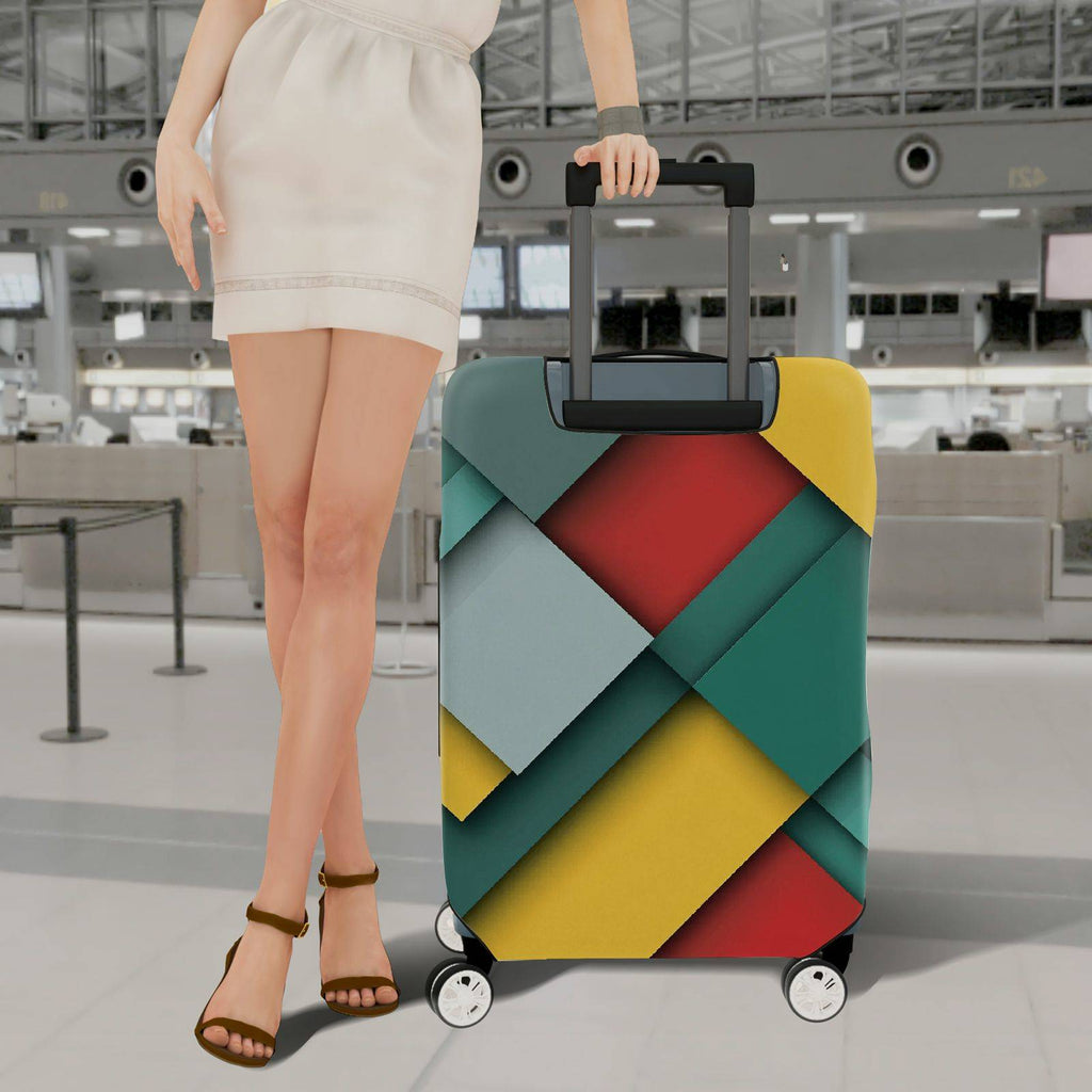 1-Piece Colorful Geometric Abstract Art Modern Unique  Suitcase Luggage Cover, Stretch Protective Sleeve