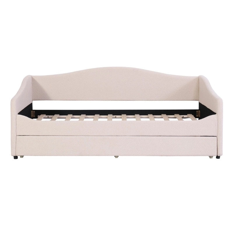 Teddy Fleece Twin Size Upholstered Daybed with Light,Trundle