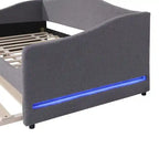 Teddy Fleece Twin Size Upholstered Daybed with Light,Trundle