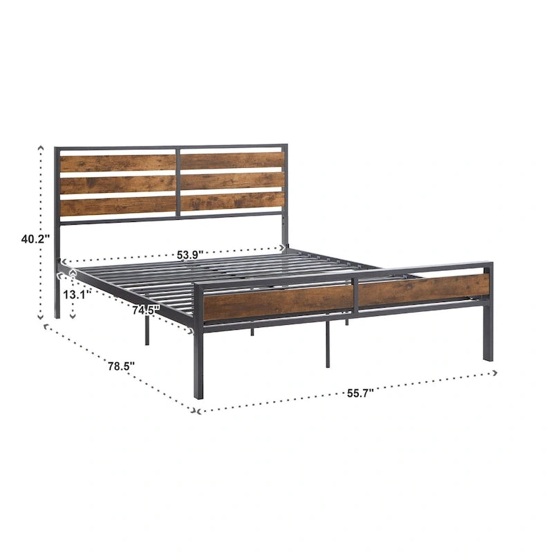 Aabira Low Profile Metal Platform Bed with Wood Finish Panels by iNSPIRE Q Classic