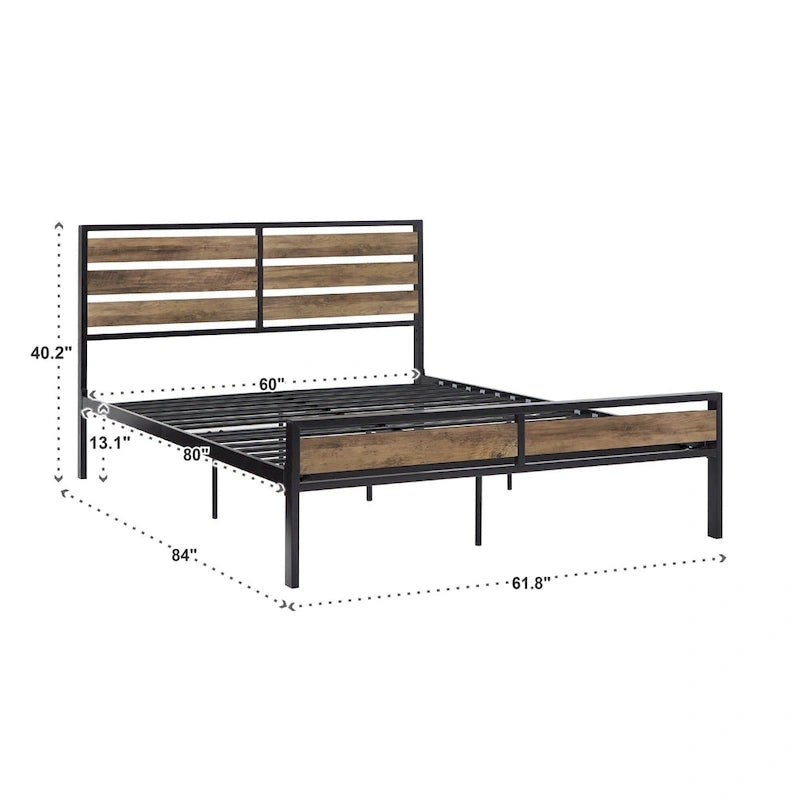 Aabira Low Profile Metal Platform Bed with Wood Finish Panels by iNSPIRE Q Classic