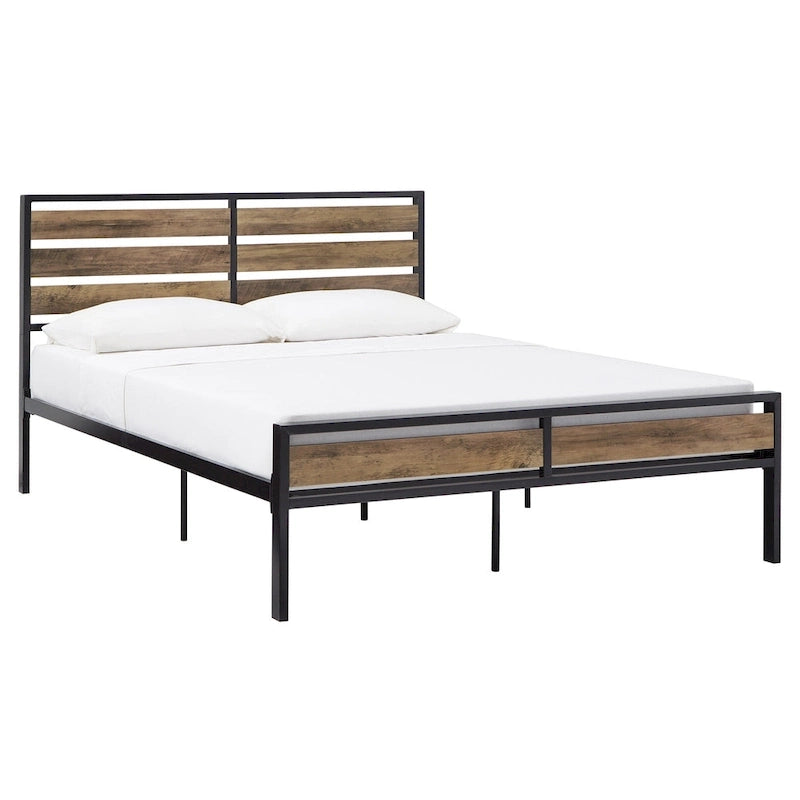 Aabira Low Profile Metal Platform Bed with Wood Finish Panels by iNSPIRE Q Classic