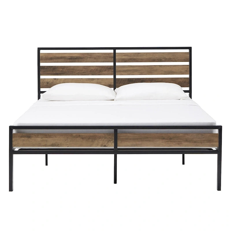 Aabira Low Profile Metal Platform Bed with Wood Finish Panels by iNSPIRE Q Classic