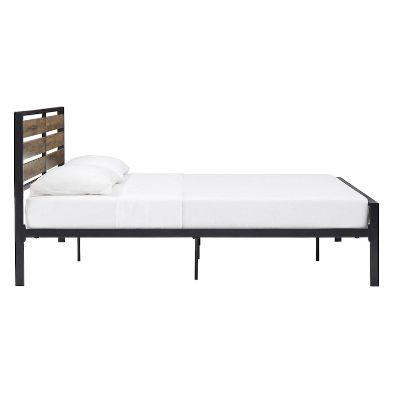 Aabira Low Profile Metal Platform Bed with Wood Finish Panels by iNSPIRE Q Classic