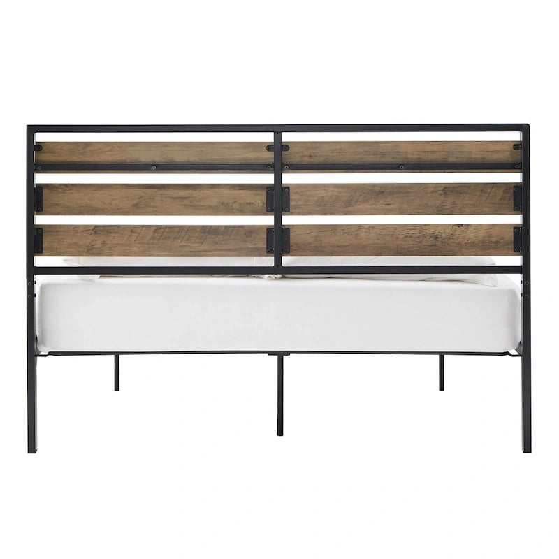 Aabira Low Profile Metal Platform Bed with Wood Finish Panels by iNSPIRE Q Classic