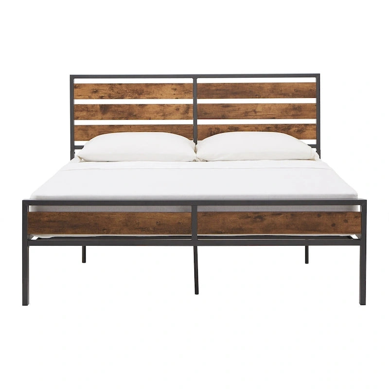 Aabira Low Profile Metal Platform Bed with Wood Finish Panels by iNSPIRE Q Classic
