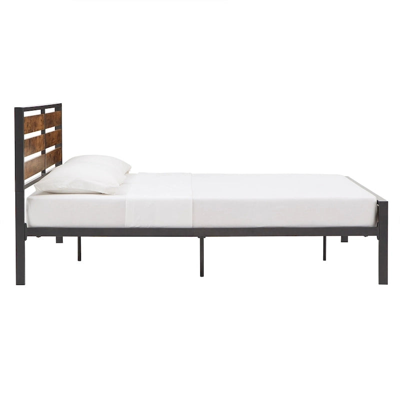 Aabira Low Profile Metal Platform Bed with Wood Finish Panels by iNSPIRE Q Classic