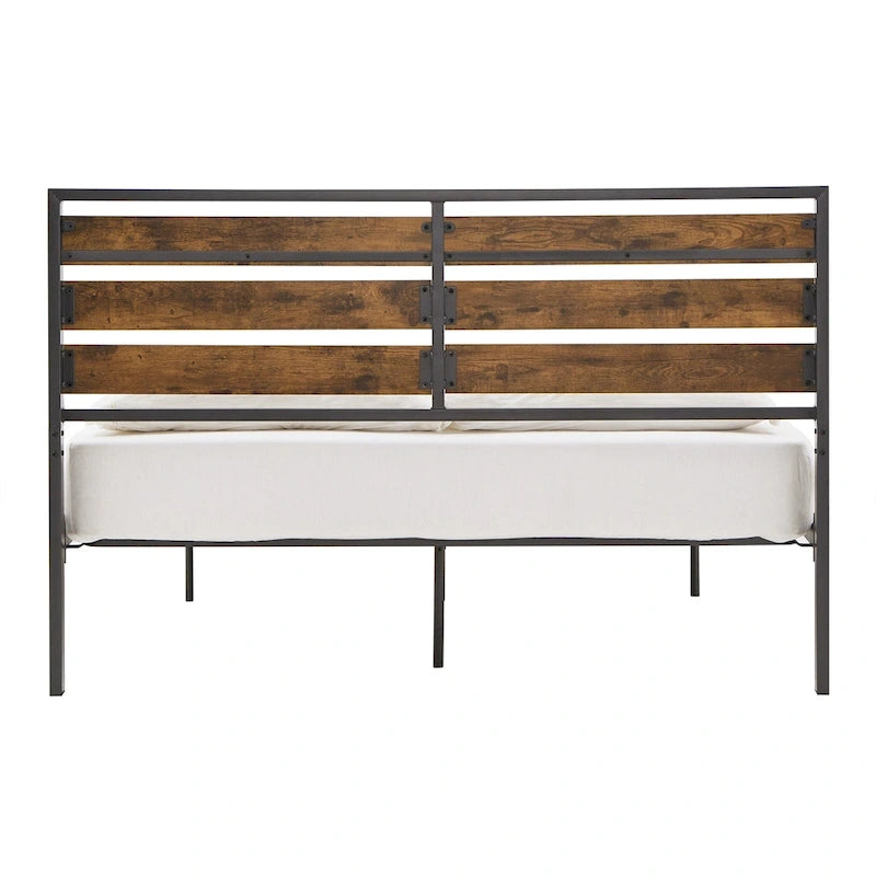 Aabira Low Profile Metal Platform Bed with Wood Finish Panels by iNSPIRE Q Classic