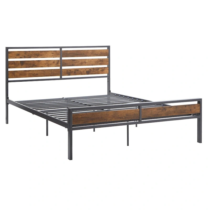 Aabira Low Profile Metal Platform Bed with Wood Finish Panels by iNSPIRE Q Classic