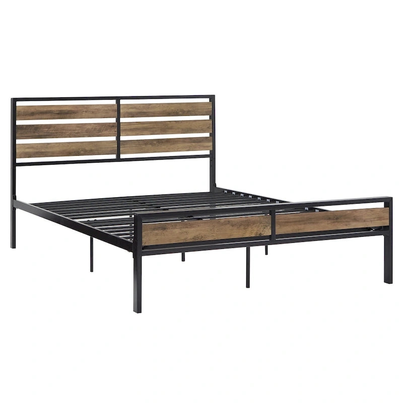 Aabira Low Profile Metal Platform Bed with Wood Finish Panels by iNSPIRE Q Classic