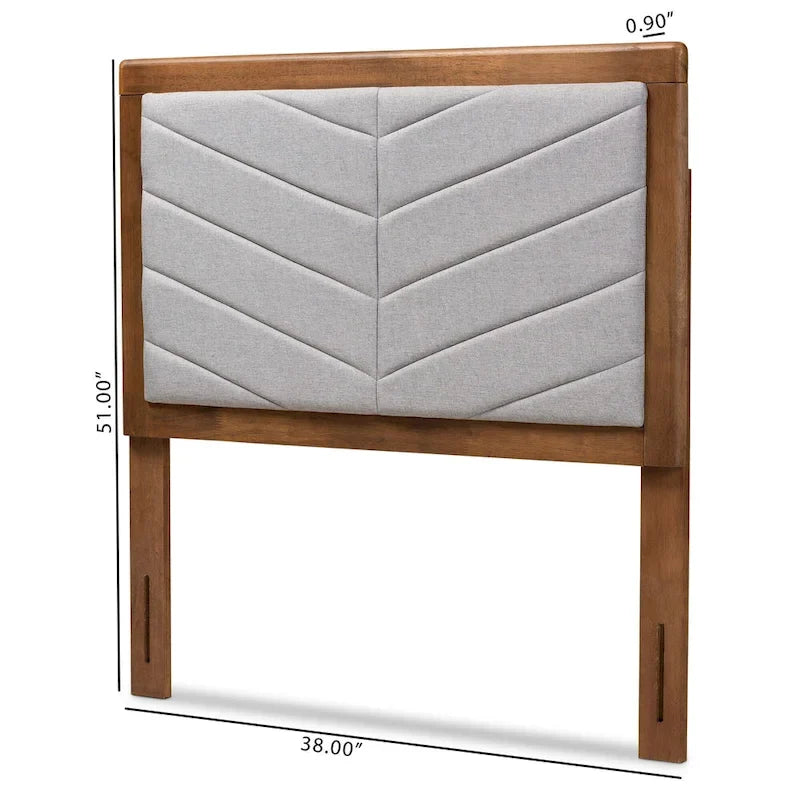 Iden Modern and Contemporary Fabric and Wood Twin Headboard in Grey