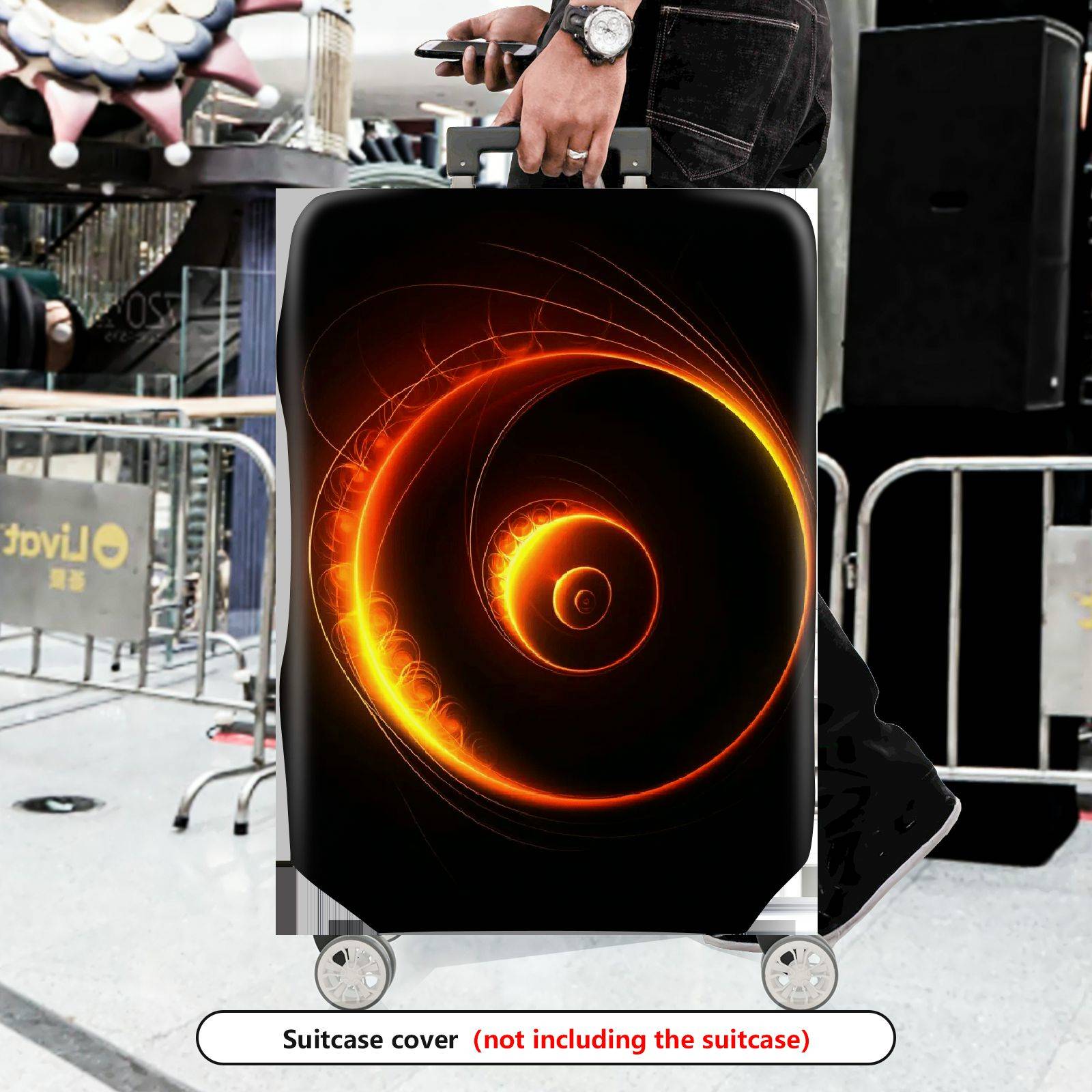 1-Piece Spiral Cosmic Abstract Vibrant Colorful Luminous  Suitcase Luggage Cover, Stretch Protective Sleeve