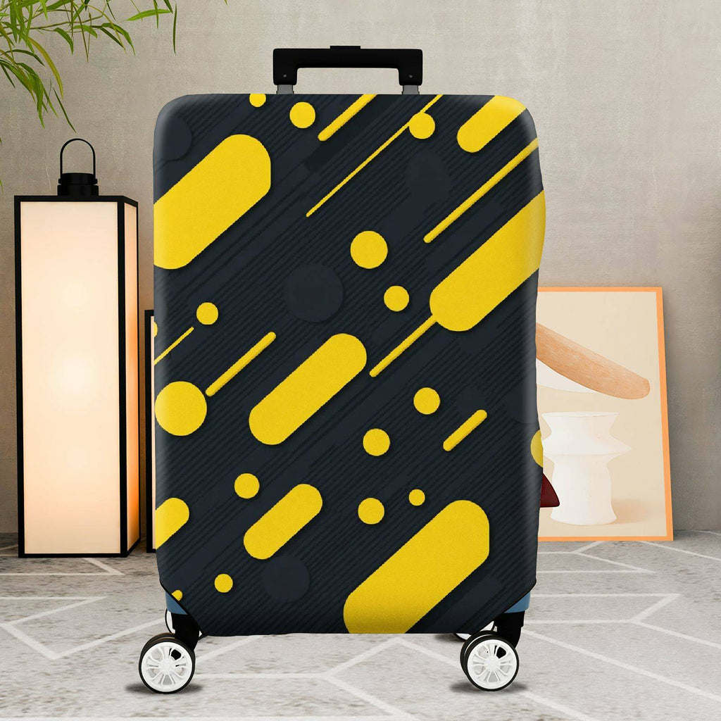 1-Piece Retro Modern Geometric Funky Yellow Black  Suitcase Luggage Cover, Stretch Protective Sleeve