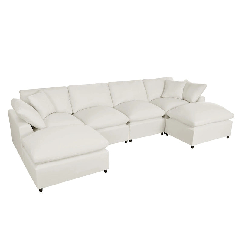 U_STYLE Modern Large U-Shape Sectional Sofa, 2 Large Chaise with Removable Ottomans for Living Room