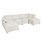 U_STYLE Modern Large U-Shape Sectional Sofa, 2 Large Chaise with Removable Ottomans for Living Room