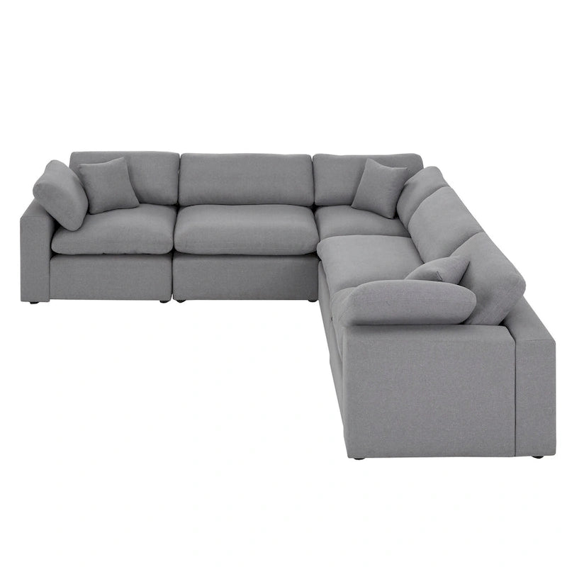 Anka Grey Linen 5-seat Sectional Sofa by iNSPIRE Q Modern