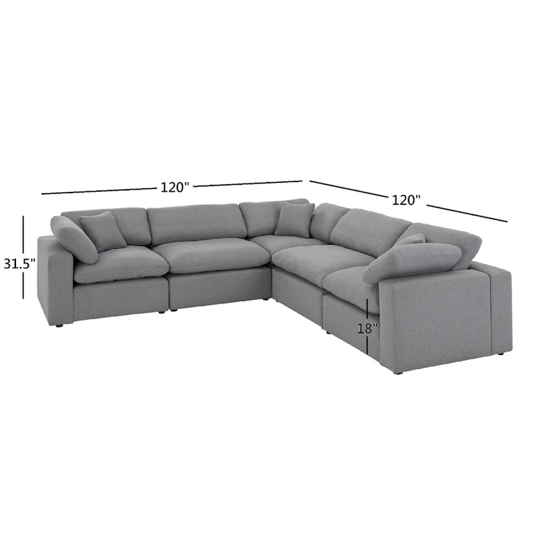 Anka Grey Linen 5-seat Sectional Sofa by iNSPIRE Q Modern