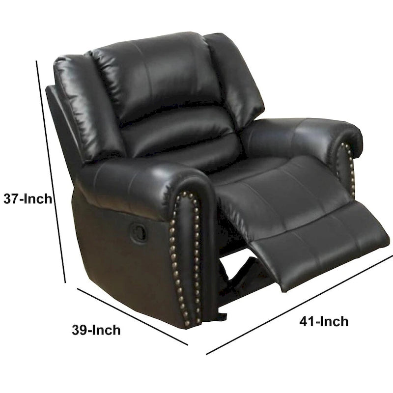 Immense Relief Bonded Leather & Plywood Recliner/Glider, Black