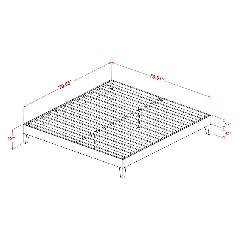 East West Furniture King Platform Bed Frame with 4 Solid Wood Legs and 2 Extra Center Legs (Bed Frame Color Options)