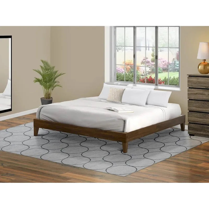 East West Furniture King Platform Bed Frame with 4 Solid Wood Legs and 2 Extra Center Legs (Bed Frame Color Options)