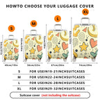 1-Piece Abstract Retro Colorful Star Heart Spiral Dot  Suitcase Luggage Cover, Stretch Protective Sleeve