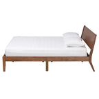 Salvatore Mid-Century Modern Walnut Brown Finished Wood Platform Bed
