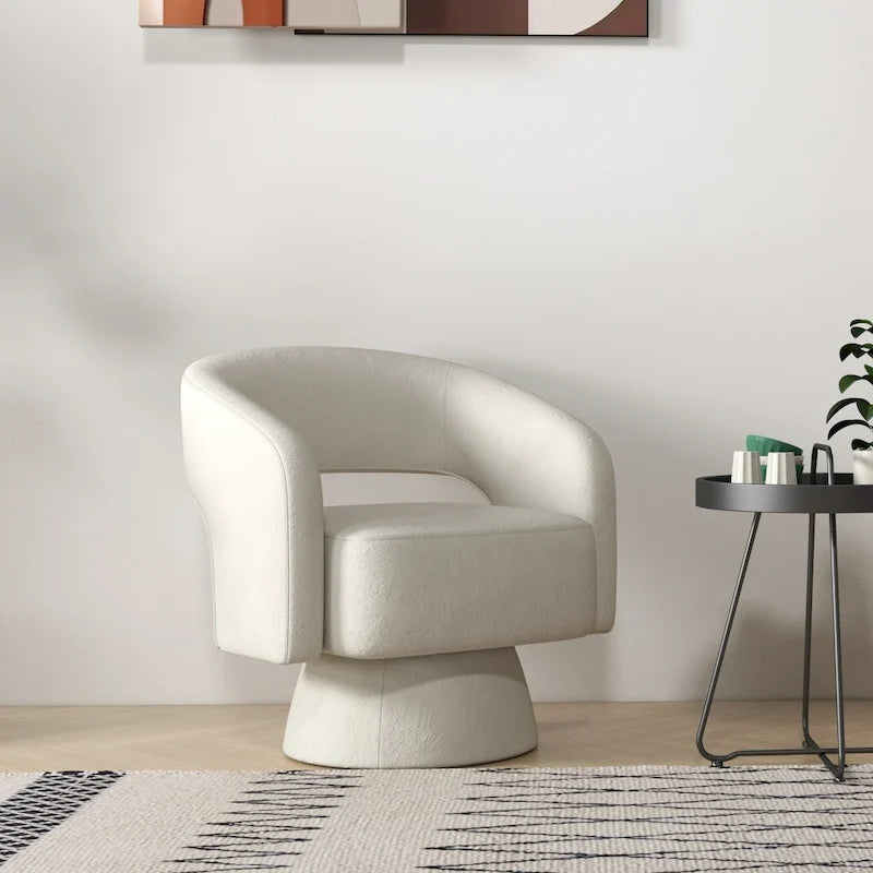 360 Degree Swivel Barrel Upholstered Modern Armchair