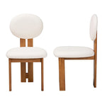 Kacela Modern Japandi Boucle Fabric and Wood 2-Piece Dining Chair Set