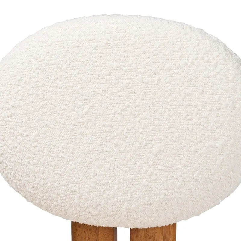 Kacela Modern Japandi Boucle Fabric and Wood 2-Piece Dining Chair Set